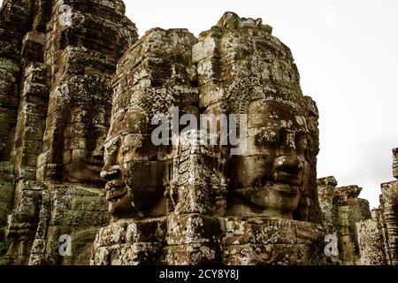 Alte Totems in Angkor Wat in Kambodscha Stockfoto