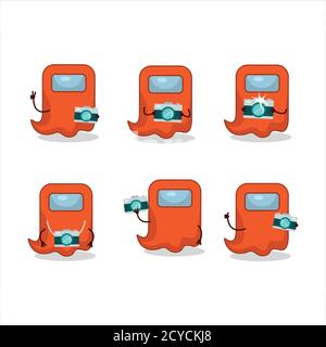 Fotograf Beruf Emoticon mit Geist unter uns orange Zeichentrickfigur Stock Vektor