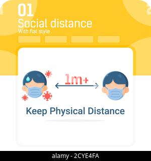 Social distance Premiun-Symbol mit flachem Stil isoliert auf weißem Hintergrund. Vektor-Illustration Symbol des Corona-Virus Symbol Design für das Gesundheitswesen Stock Vektor