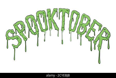 Spooktober. Halloween Oktober Wortspiel Hand Schriftzug Design. Vektor-Illustration für T-Shirt-Design, Poster, Symbol, Web-Design Stock Vektor