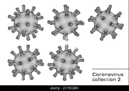 Satz von 3d-Vektor Coronavirus Zeichen oder Symbole für Sekunde Illustrationen zu Wellenpandemien und medizinische Broschüren Stock Vektor