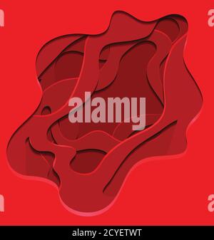Rote abstrakte Illustration mit 3d-Element aus Papier geschnitten. Vektorelement für Ihr Design Stock Vektor