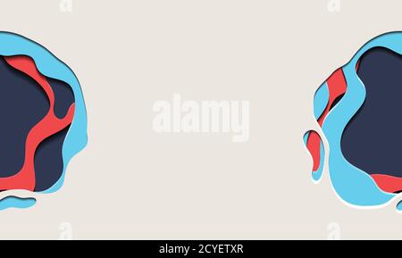 Horizontales Banner in Pastellfarben mit aus Papier ausgeschnittenem 3d-Element. Vektorvorlage für Präsentationen, Banner, Flyer und Ihr Design. Stock Vektor