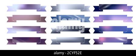 Satz von Farbbändern mit einem verschwommenen Verlaufshintergrund und einer Textstelle. Vektor-Element für Einladungen, Postkarten, Banner und Ihr Design Stock Vektor