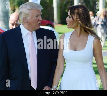 PALM BEACH, FL - JANUAR 06: Melania Trump, Barron Trump und Donald Trump nehmen am 6. Januar 2013 am Trump Invitational Grand Prix 2013 im Club Mar-a-Lago in Palm Beach, Florida Teil. Personen: Donald Trump, Melania Trump Kredit: Storms Media Group/Alamy Live News Stockfoto