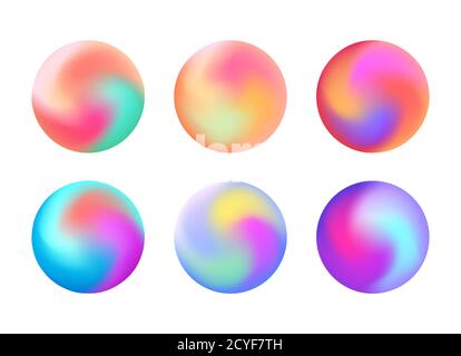 Satz runder holographischer Banner. Verschwommene Regenbogenelemente. Vektorkreise für Ihr Design. Stock Vektor