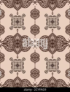 Nahtloses Muster von Mehendi. Vektorhintergrund für Stoffe, Tapeten und Ihre Kreativität Stock Vektor