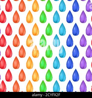 Nahtlose Textur mit regenbogenfarbenen realistischen Tropfen. Vektor-Muster für Stoffe, Tapeten und Ihre Kreativität Stock Vektor