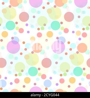 Nahtlose Textur mit transparenten mehrfarbigen Süßigkeiten. Große und kleine farbige Kreise. Vector festliches Muster für Geschenkpapier, für Stoff, für BA Stock Vektor