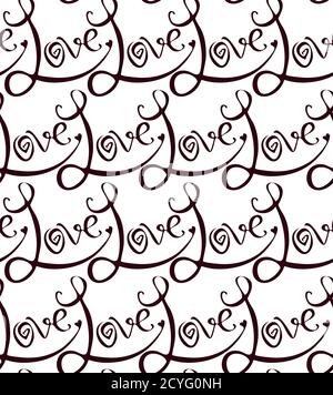 Abstraktes Nahtloses Muster aus kalligraphischer Inschrift Liebe. Beschriftung. Vektor-Textur für Ihre Kreativität Stock Vektor