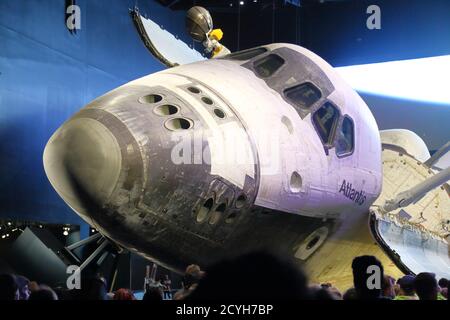 Ein Space Shuttle, das NASA Raumfahrttechnologie im Kennedy Space Center, Cape Canaveral, USA demonstriert Stockfoto