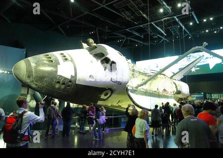 Ein Space Shuttle, das NASA Raumfahrttechnologie im Kennedy Space Center, Cape Canaveral, USA demonstriert Stockfoto