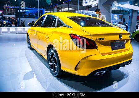 Der neue MG 5 wurde auf der Beijing Auto Show 2020 gesehen. Stockfoto