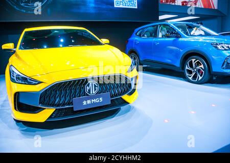 Der neue MG 5 wurde auf der Beijing Auto Show 2020 gesehen. Stockfoto