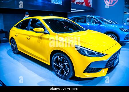 Der neue MG 5 wurde auf der Beijing Auto Show 2020 gesehen. Stockfoto