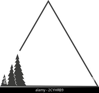 Kiefernvektorbäume in einem Dreieck eingeschrieben. Stock Vektor