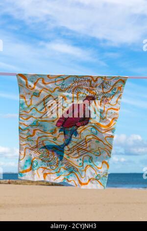 Speak to the Sea and Process Art Installation at Sandbanks Beach, part of the Bournemouth Arts by the Sea Festival, Dorset UK in October - Kissenbezug Stockfoto