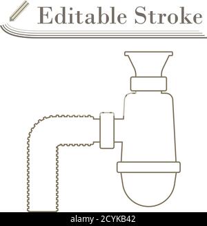 Siphon-Symbol Im Badezimmer. Bearbeitbare Kontur Einfaches Design. Vektorgrafik. Stock Vektor