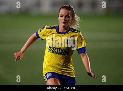 BILLERICAY, Großbritannien, SEPTEMBER 30: Poppy-Bindung von Hashtag United Women während der South East Division One zwischen Billericay Town Ladies und Hash Stockfoto