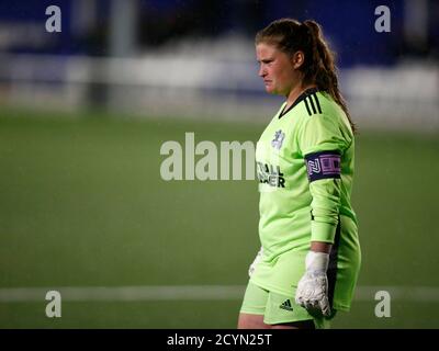 BILLERICAY, Großbritannien, SEPTEMBER 30: Imogen Riches of Hashtag United Women während der South East Division One zwischen Billericay Town Ladies und Hash Stockfoto