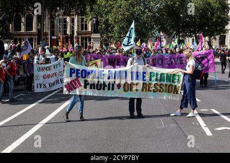 Erster Tag der Extinction Rebellion auf dem Parliament Square mit: Atmosphäre wo: London, Großbritannien Wann: 01 Sep 2020 Credit: Mario Mitsis/WENN Stockfoto