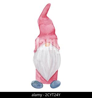 GNOME scandinavian für Printdesign. Handbemalter nordischer weihnachtsmann. Stockfoto