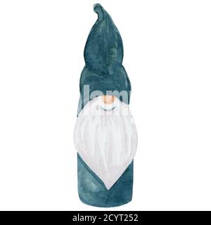 GNOME scandinavian für Printdesign. Handbemalter nordischer weihnachtsmann. Stockfoto