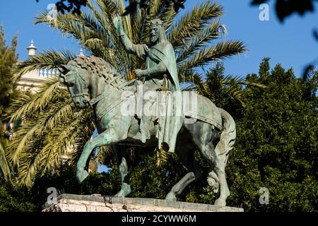 Estatua ecuestre de Jaime i ,Enric Clarasó, 1927, Bronce, Plaza de España. Palma, Mallorca, balearen, spanien, europa Stockfoto