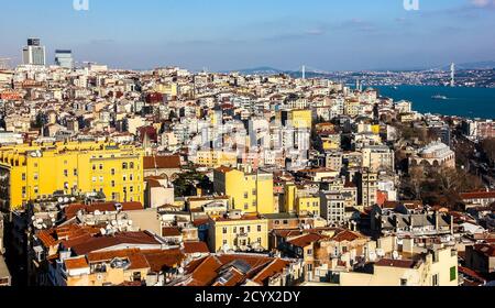 Panoramablick auf Istanbul vom Galata-Turm, Türkei. Stockfoto