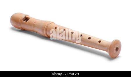 Wood Recorder Musikinstrument isoliert auf Weiß. Stockfoto