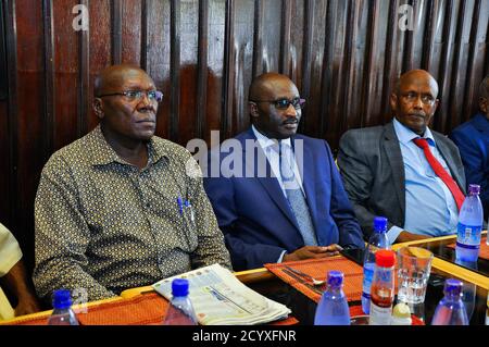 Am 16. November 2018 nahmen Paul Odauk, Simon Mulongo und Abdullahi Shire Farah an einem von der Mission der Afrikanischen Union in Somalia organisierten Treffen zur Unterstützung somalischer Regierungsbeamter Teil. Stockfoto