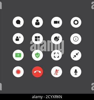 Satz der Symbole für die Benutzeroberfläche des Video-Chats Stock Vektor