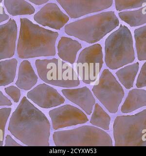 Braun beige lila blau grau abstrakt Stein Platte Hintergrund. Geometrisches Nahtmuster. Aquarell handgezeichnete Illustration. Stockfoto