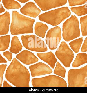 Beige und weißen abstrakten Steinteller Hintergrund. Geometrisches Nahtmuster. Aquarell handgezeichnete Illustration. Stockfoto