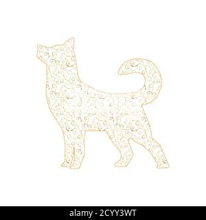 Handgezeichneter Hund mit Gold orientalischen Muster isoliert auf weißem Hintergrund. Konzept des Designs Frohes neues Jahr 2018. Stockfoto