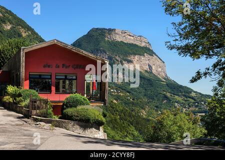 Französisches Bergrestaurant auf dem Hügel Grenoble Bastille Stockfoto