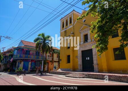 Plaza de Trinidad während der covid-19 Quarantäne in Cartagena, Kolumbien. 2020 Stockfoto