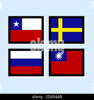 vektor-Illustration der Flag Symbol Sammlung 4 Stock Vektor