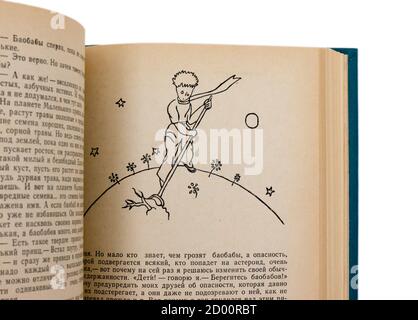 Der kleine Prinz ist eine Novelle des französischen Aristokraten, Schriftstellers und Fliegers Antoine de Saint-Exupery, die 1976 in der UdSSR erschien. Stockfoto