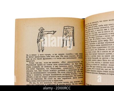 Der kleine Prinz ist eine Novelle des französischen Aristokraten, Schriftstellers und Fliegers Antoine de Saint-Exupery, die 1976 in der UdSSR erschien. Stockfoto