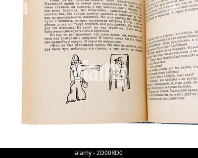 Der kleine Prinz ist eine Novelle des französischen Aristokraten, Schriftstellers und Fliegers Antoine de Saint-Exupery, die 1976 in der UdSSR erschien. Stockfoto