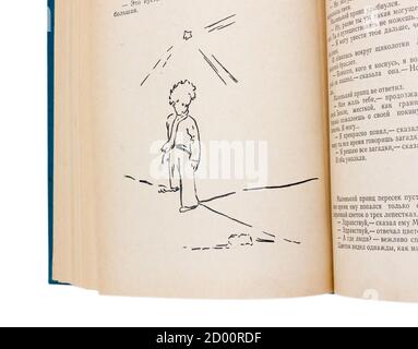 Der kleine Prinz ist eine Novelle des französischen Aristokraten, Schriftstellers und Fliegers Antoine de Saint-Exupery, die 1976 in der UdSSR erschien. Stockfoto