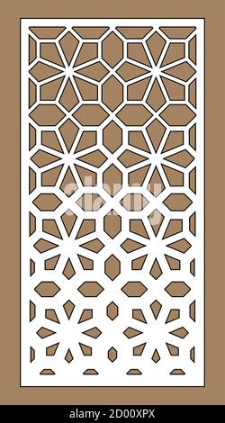 CNC dekoratives Muster, Jali Design, Innenelement. Islamisch, arabisch Laser geschnitten. Schattenschirm, Schutzzaun Vorlage. Lasergeschnittene Vektorplatte Stock Vektor