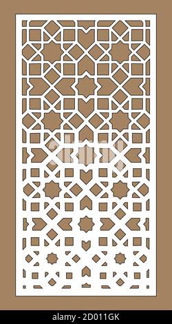 CNC dekoratives Muster, Jali Design, Innenelement. Islamisch, arabisch Laser geschnitten. Schattenschirm, Schutzzaun Vorlage. Lasergeschnittene Vektorplatte Stock Vektor