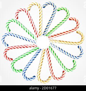 Realistische Weihnachten Zuckerrohr auf weißem Hintergrund isoliert gesetzt. Vektorgrafik Weihnachten Stock Vektor