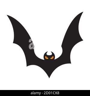 Vektor Silhouette Fledermaus auf einem isolierten weißen Hintergrund. Stock Vektor