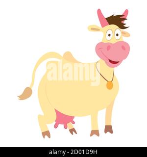 Cartoon Kuh, Zeichnung, Logo, Illustration, Tier, isoliert auf weißem Hintergrund. Stock Vektor