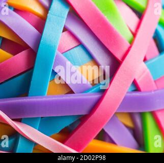 Bunte Gummiband Ball erschossen Nahaufnahme Stockfoto