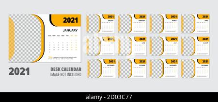 Creative 2021 Schreibtisch Kalender Design Vektor Vorlage Stock Vektor