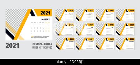 Creative 2021 Schreibtisch Kalender Design Vektor Vorlage Stock Vektor